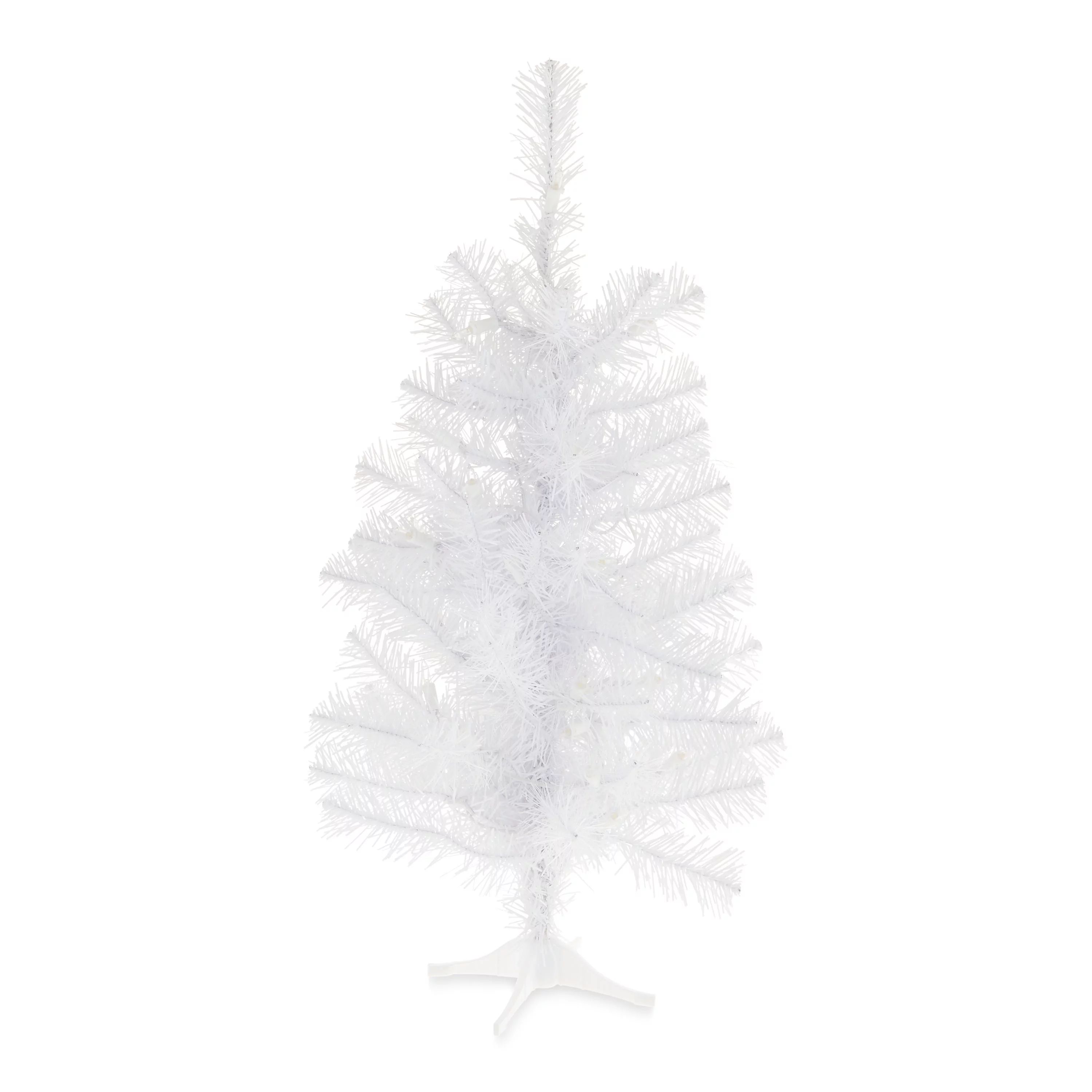 24" Pre-Lit Noble White Spruce Artificial Christmas Tree with Clear LED Lights by Holiday Time | Walmart (US)