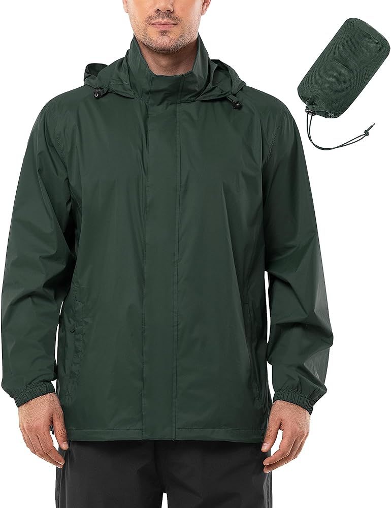 Outdoor Ventures Men's Rain Jacket Waterproof Lightweight Packable Rain Shell Raincoat with Hood ... | Amazon (US)