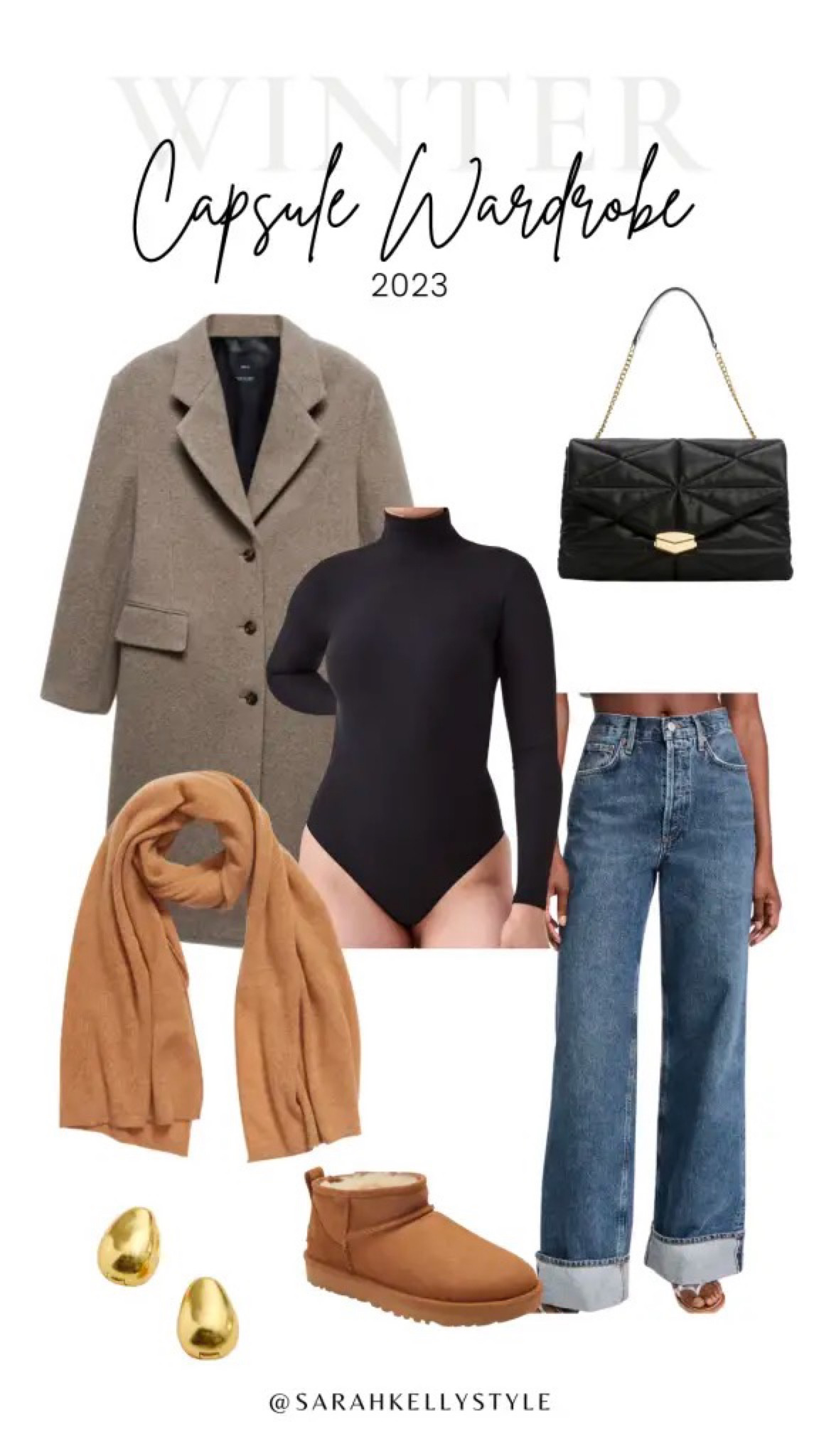 Winter Capsule Wardrobe 2023, winter outfit, ways to wear, outfit breakdown, overcoat, wide leg jeans, faux leather, lug sole boots, Chelsea boot, sneakers, sweater, bodysuit, Sarah Kelly Style

#LTKSeasonal #LTKstyletip #LTKHoliday