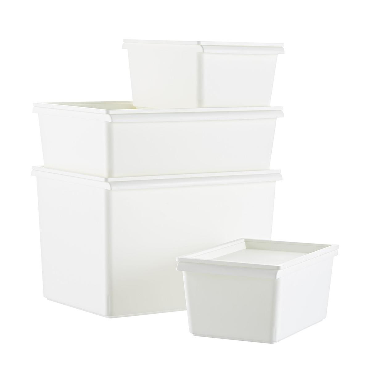 Small Modern Bin w/ Lid White | The Container Store