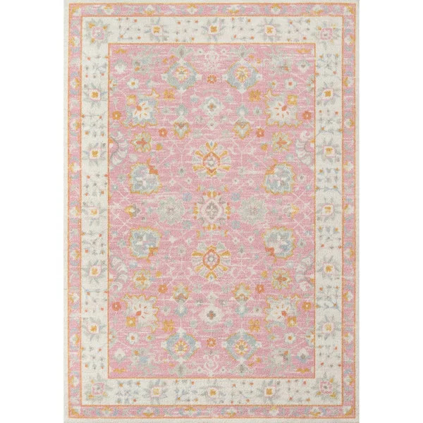 Momeni Anatolia Machine Made Wool and Nylon Area Rug - 6'6" x 9' - Pink | Bed Bath & Beyond