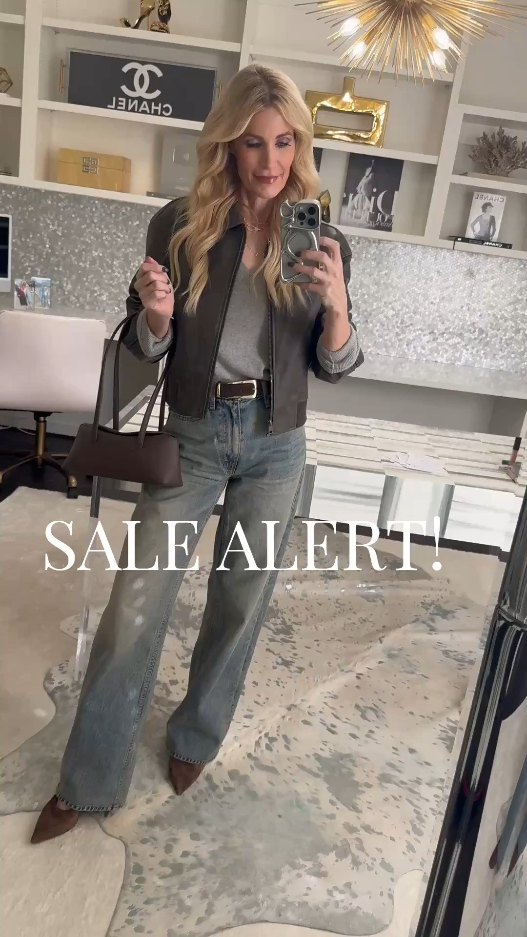 A gray faux leather bomber = the ultimate cool-girl wardrobe staple 🤍 This one is 50% off right now, which makes it even better. I layered it over this fabulous gray cashmere sweater—another must-have that will go the distance in your winter wardrobe. It’s from Quince, so you’re getting real cashmere at an incredible price (we love a luxe look that makes sense). Finished the look with these high-waisted wide-leg jeans—I’m obsessed with this unique wash. Effortless, flattering, and so easy to style. ✨ Fit notes: everything runs true to size – Jacket: XS – Sweater: XS – Denim: size 24  

 

#LTKootd #LTKOver40 #LTKSaleAlert