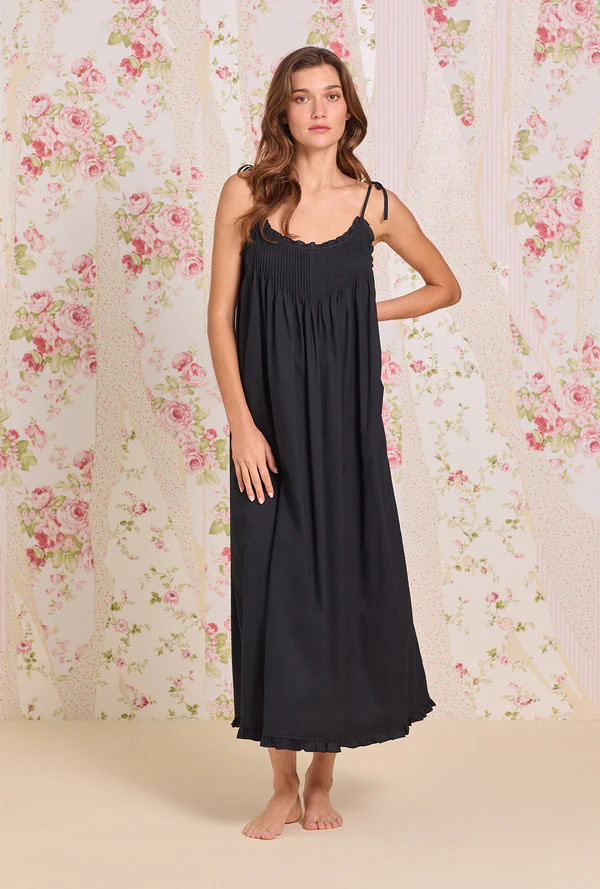 The "Lucille" Iconic Black Cotton Lawn Ballet Nightgown | Eileen West