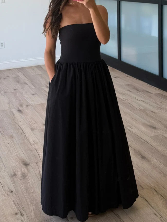 Markey Strapless Maxi Dress | Black | Shop Talulah