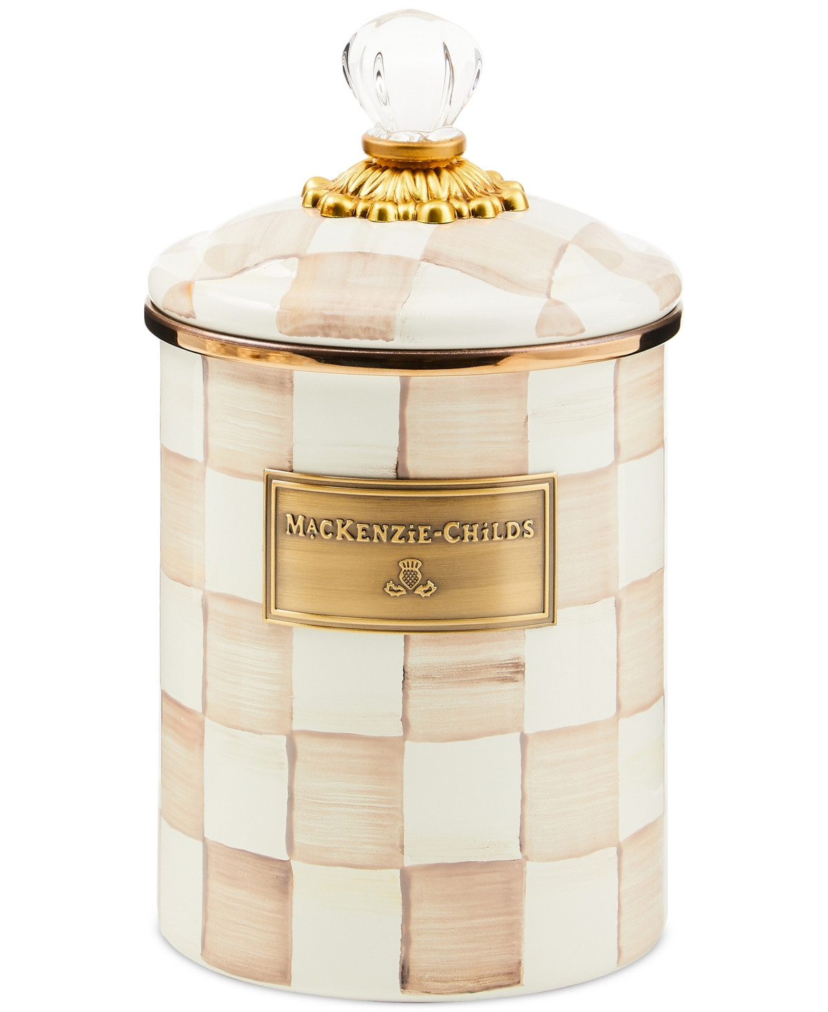 Mackenzie-Childs Mocha Check Medium Canister - Brown | Macy's