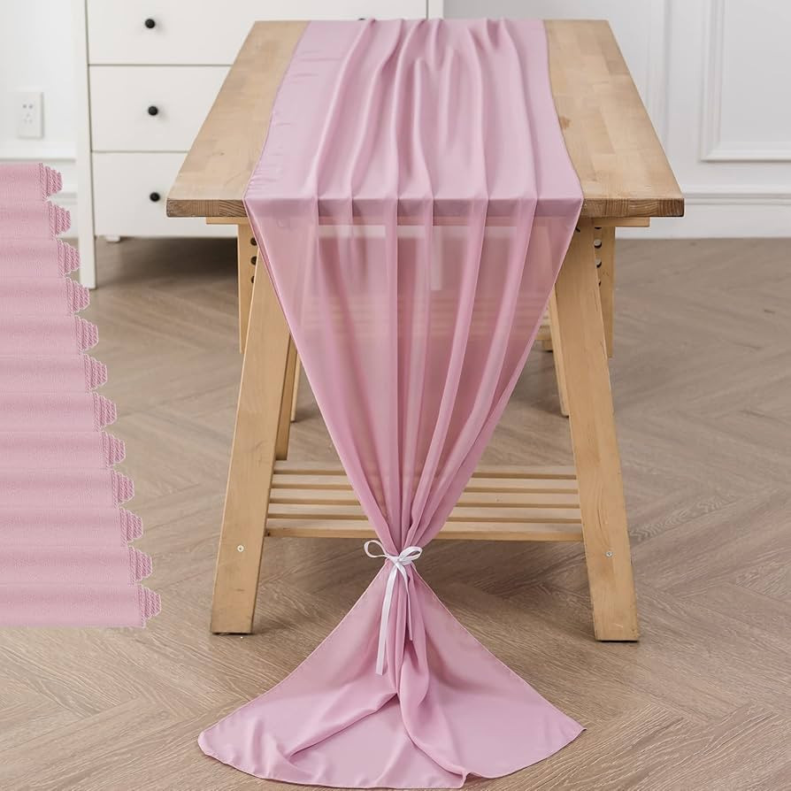 12Pack 10ft Chiffon Table Runner 29x120 Inch Sheer Romantic Table Runner for Wedding Birthday Par... | Amazon (US)