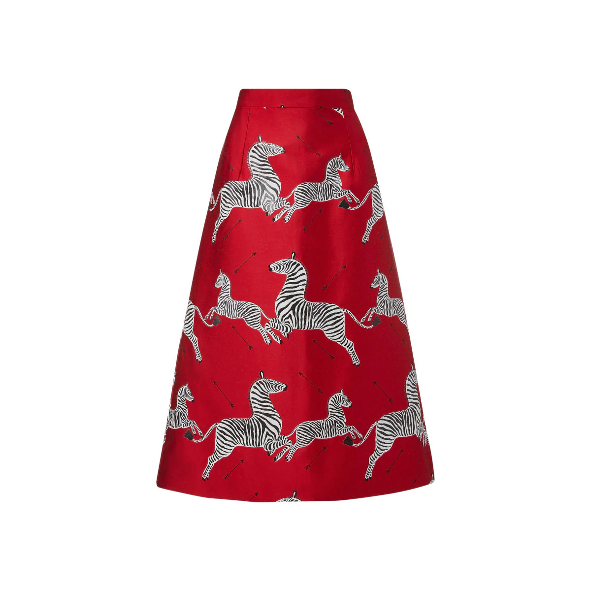 mae x scalamandre hallie skirt in cherry jumping zebras | MAE New York