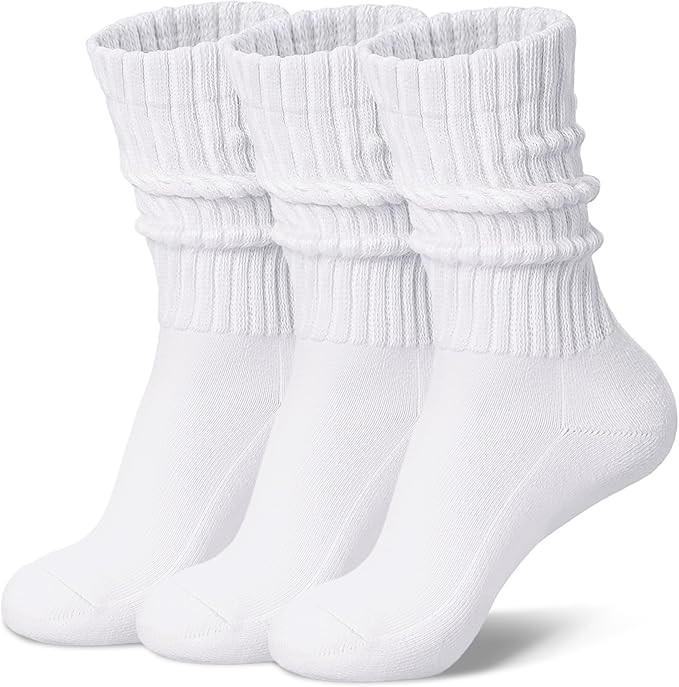 Womens Slouch Crew Socks Cozy Cotton Retro Ribbed Calf Scrunch Boot Socks for Casual Athletic 3 P... | Amazon (US)