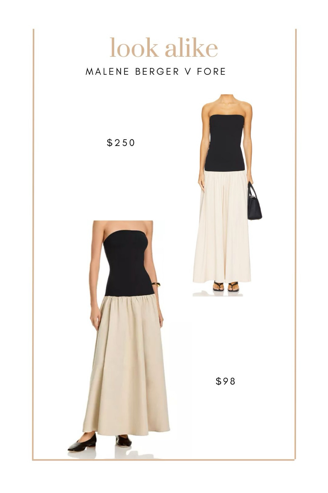 #lookalike #lookforless 
Black strapless halter with full skirt
Affordable option
Spring fashion 
Alternates tagged!

#LTKSeasonal #LTKFindsUnder100