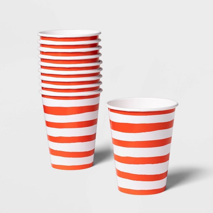 12oz 10ct Paper Cup Stripe Red/White - Sun Squad™ | Target