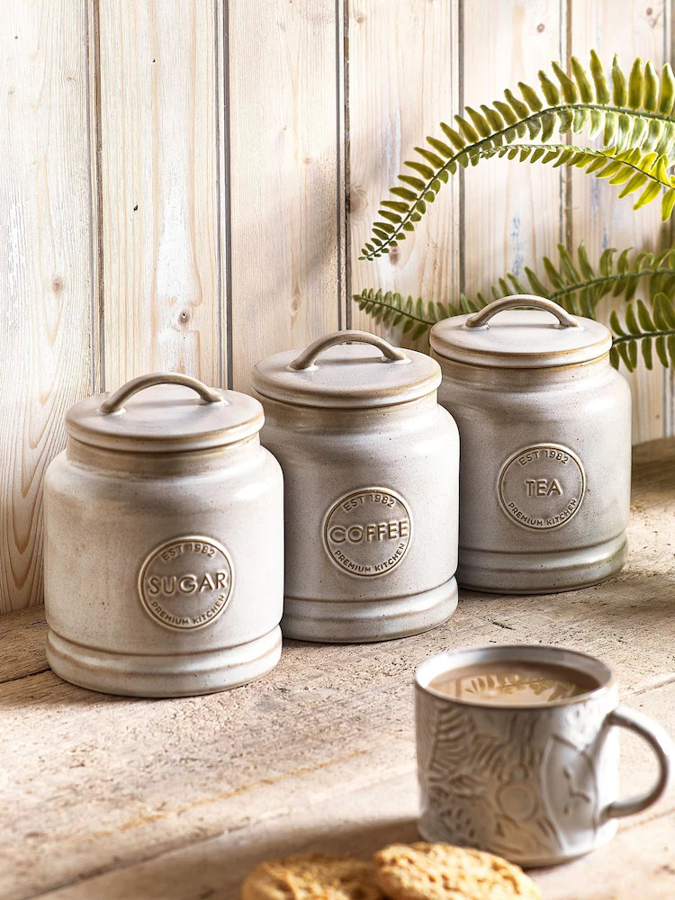 Natural Country Badge Set of 3 Storage Jars | Next EU