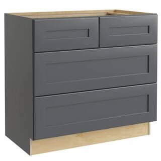 Home Decorators Collection Newport Onyx Gray Shaker Assembled Plywood 36 x 34.5 x 24 in. Stock Ba... | The Home Depot