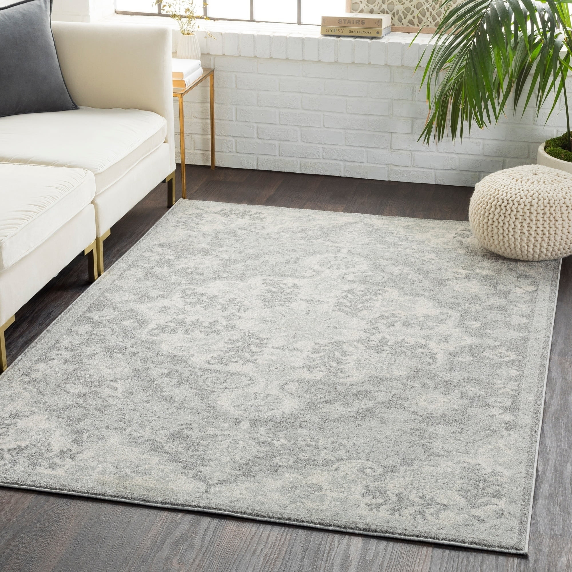 Walmart Sandhya Charcoal 5'3" x 7'3" Traditional Oriental Area Rug - Walmart.com | Walmart (US)