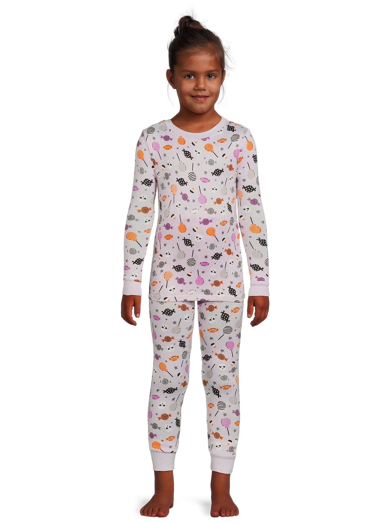 Wonder Nation Girls Halloween Long Sleeve Top and Pant Pajama Set, 2-Piece, Sizes 4-10 - Walmart.... | Walmart (US)