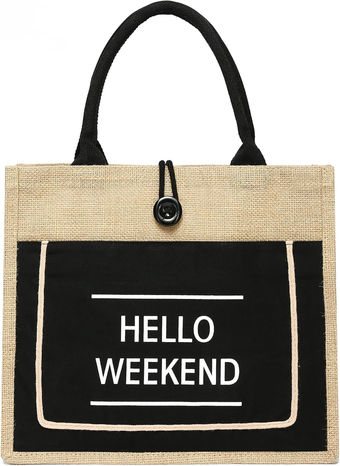 JOLLQUE Jute Beach Tote for Women, Reusable Grocery Shopping Bag with Handle. | Amazon (US)