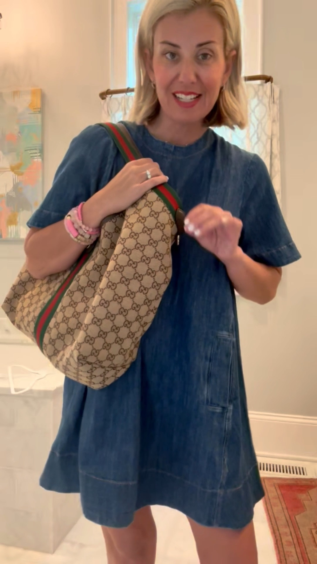 The denim dress that we are wearing on repeat all summer long! I’m wearing XS and 8 sneaker. ￼
*Use code Catherine20 at Allie + Bess 

#LTKSeasonal #LTKOver40 #LTKootd