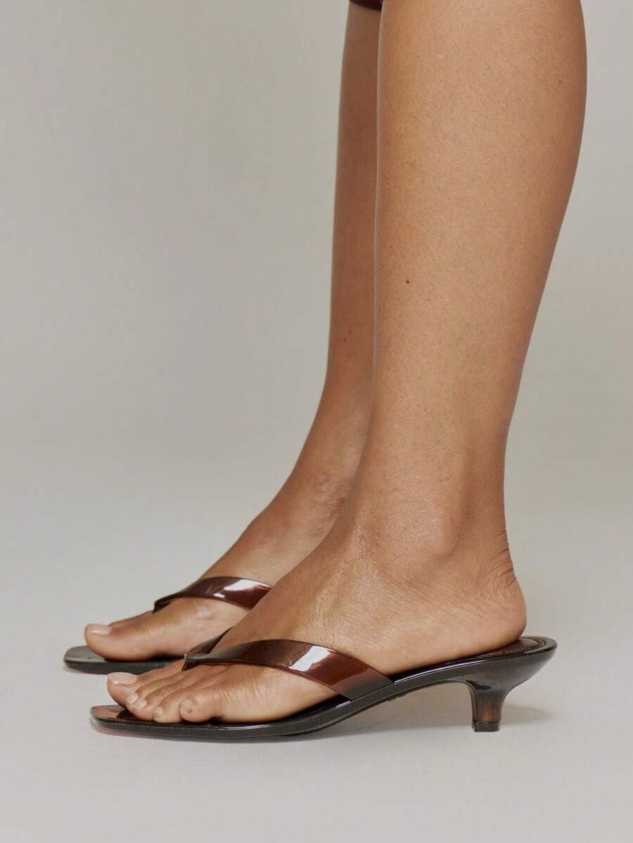 MUSERA Perspex Thong Toe Heeled Mule Sandals Spring Summer Holiday Ibizia Festival Tropic Vacatio... | SHEIN