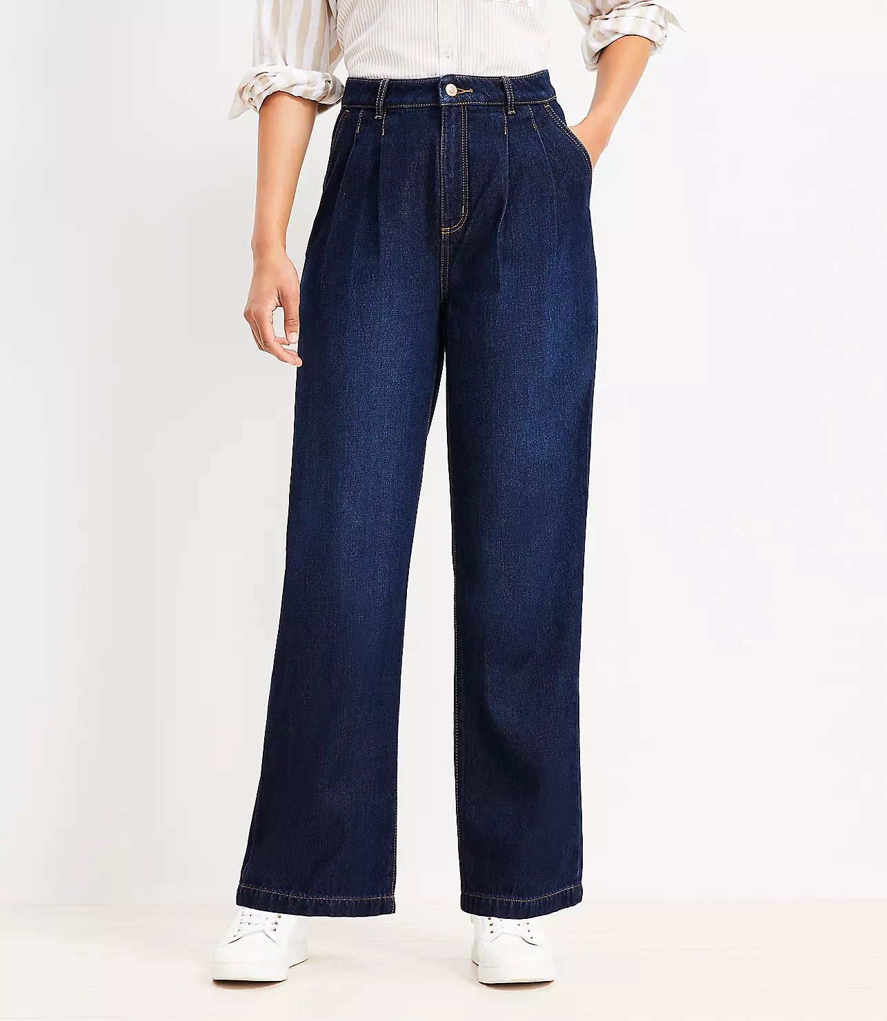 High Rise Palazzo Jeans in Classic Rinse Wash | LOFT