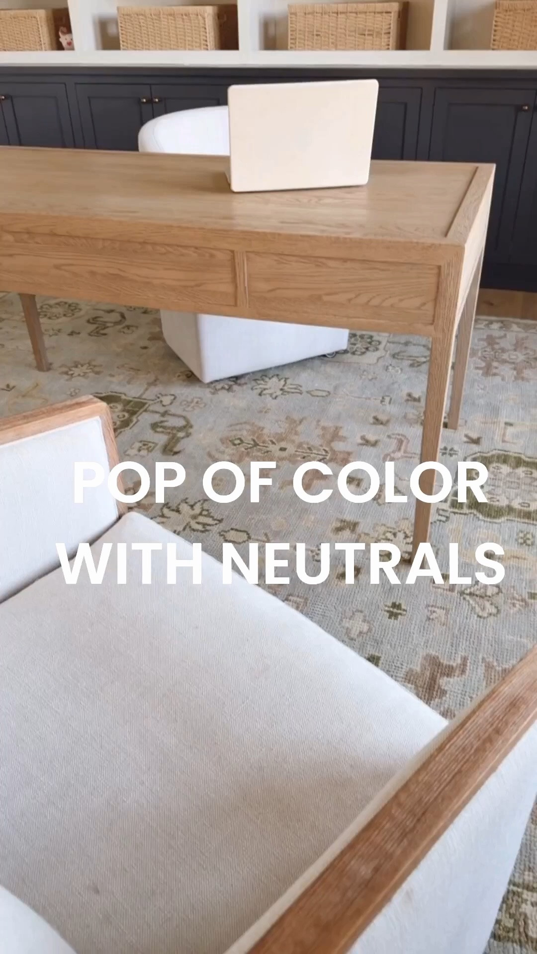 This rug is the perfect blend of soft blues, ivories, and subtle greens, adding just the right amount of color while still feeling neutral. It pairs beautifully with neutral upholstery and is a great choice if you want a space that feels fresh, layered, and timeless.