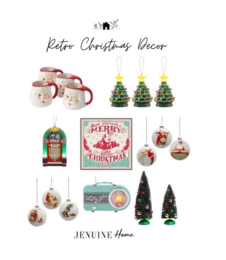 Retro Christmas decor. Retro Christmas tree ornaments. Vintage Christmas art. Santa Claus mugs  

#LTKHoliday #LTKhome #LTKSeasonal