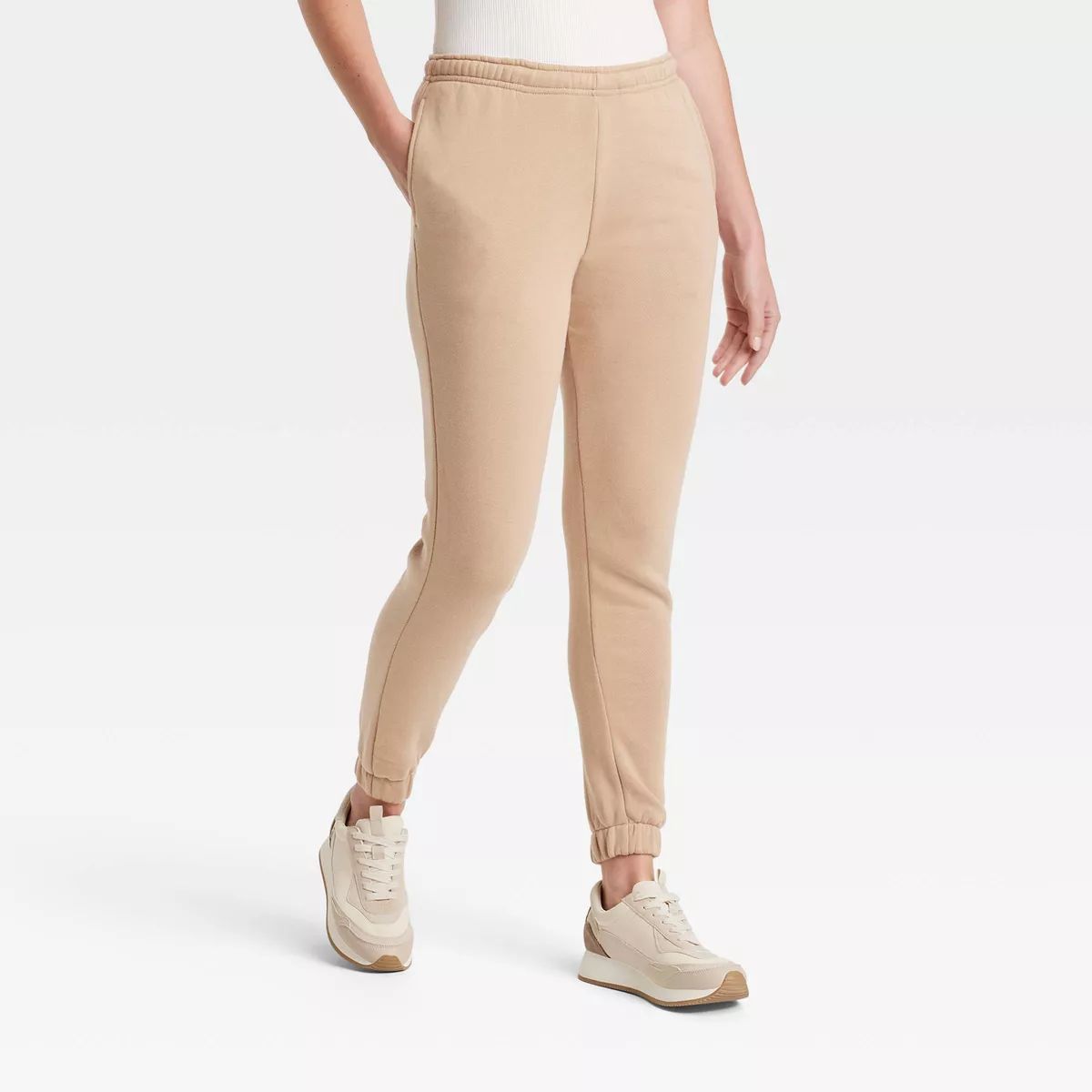 Women's Leisure Studio High-Rise Essential Joggers - Universal Thread™ Tan M | Target