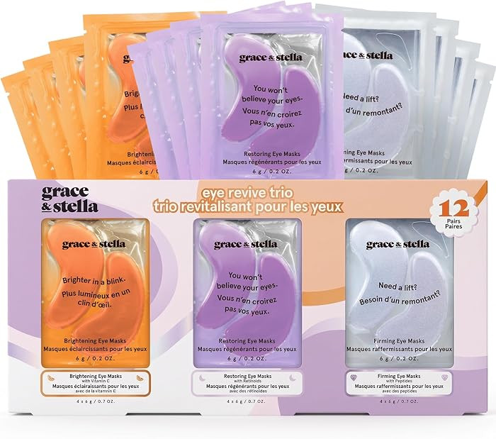 grace & stella Under Eye Patches Gift Set - With 3 Colors (12 Pairs) | Amazon (US)