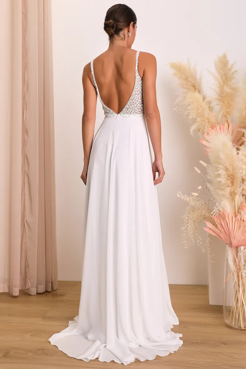 True Love White Beaded Rhinestone Maxi Dress | Lulus