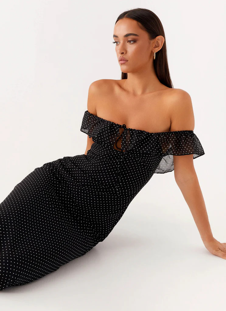 Scarlet Cherry Maxi Dress - Black Polka Dot | Peppermayo (Global)