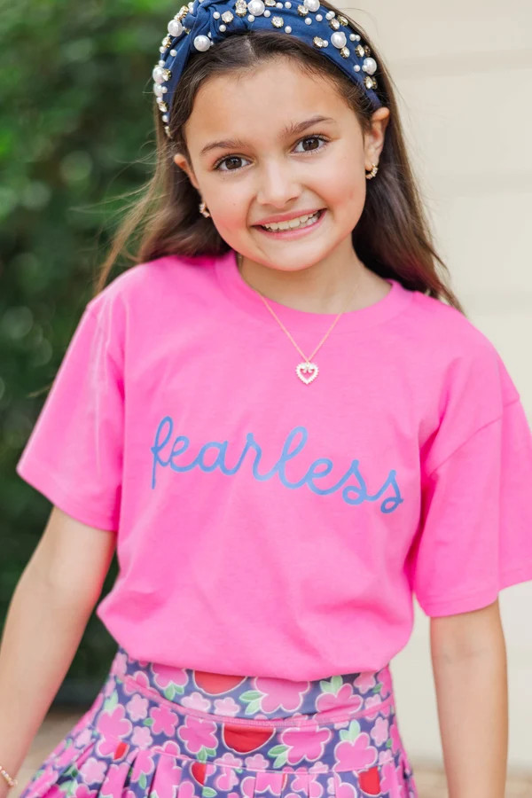 Girls: Fearless Pink Graphic Tee | The Mint Julep Boutique
