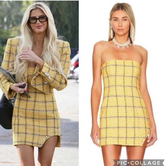 Assignment Revolve Cady Strapless Tweed Mini Dress Yellow‎ L | Poshmark