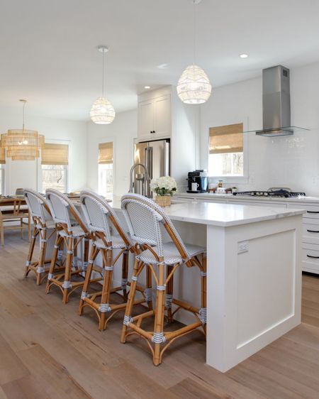 This kitchen island at the Making Waves beach house rental on Cape Cod is the perfect breakfast or happy hour spot! Link to this gorgeous 4 bed, 3.5 bath beach house rental is in my IG bio! Mention Casually Coastal during the booking process for a free gift card to Osterville Fish Too!
-
home decor, coastal decor, beach house decor, beach decor, beach style, coastal home, coastal home decor, coastal decorating, coastal interiors, coastal house decor, home accessories decor, coastal accessories, beach style, blue and white home, blue and white decor, neutral home decor, neutral home, coastal counter stools, rattan counter stools, serena & lily counter stools, bar stools, woven counter stools, bistro stools, riviera stools, island pendant lights, woven pendant lights, coastal dining room, dining room table, woven dining room chairs, wishbone chairs, wicker pendant lights, kitchen decor

#LTKhome #LTKstyletip