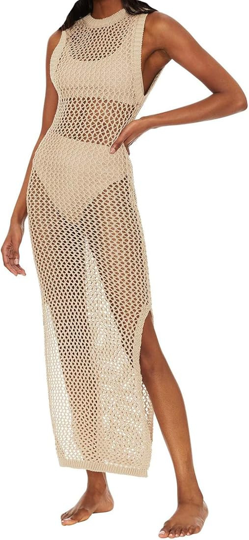 Yinggeli Women’s Swimsuits Cover Ups Crochet Sexy Bikini Bathing Suit Beach Dress | Amazon (US)