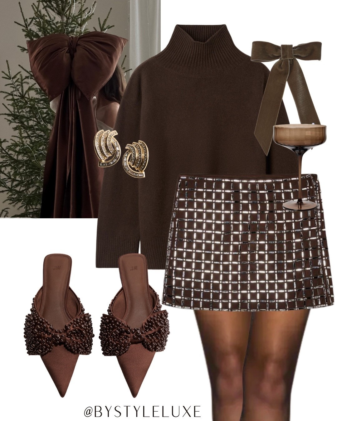 CHRISTMAS AT HOME - espresso brown party look 

#hm #partywear #sequinskirt 

#LTKpartywear #LTKfestive #LTKwinter