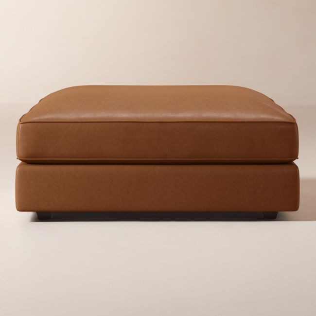 Winona Leather Ottoman | CB2