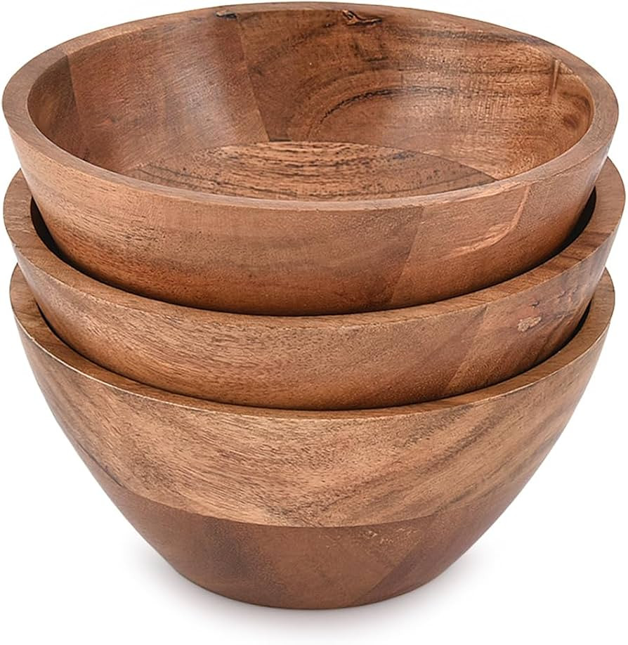 NIRMAN Bowl Set Acacia Wood for Kitchen Bowls for Entertaining Small Snack Bowls Set Kitchen Coun... | Amazon (US)