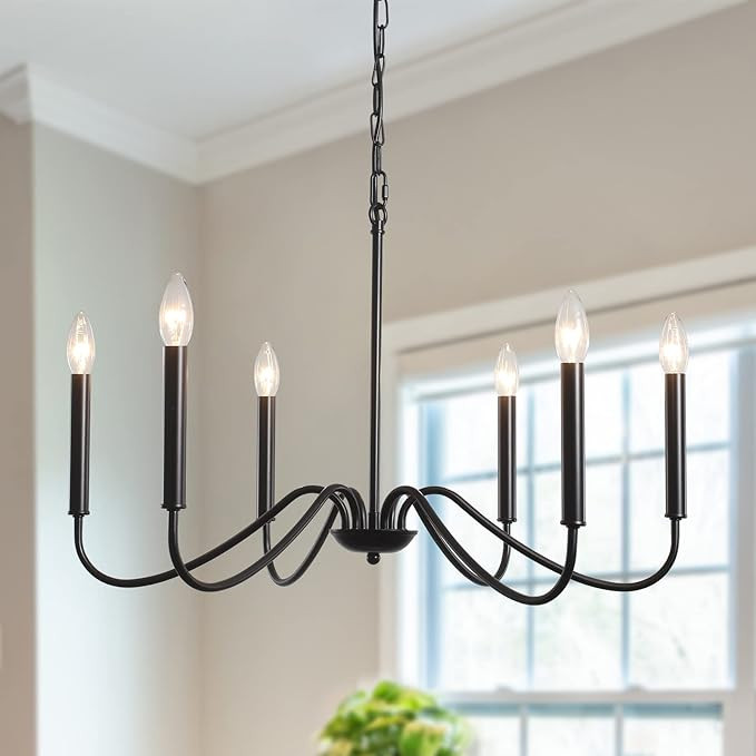 Generies Black Farmhouse Chandelier 6 Lights,Modern Industrial Iron Pendant Lighting, Classic Rus... | Amazon (US)