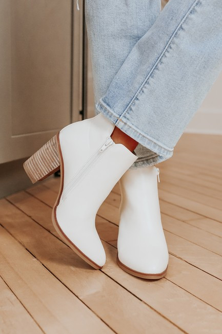 MIA Erik Faux Leather Off White Booties | Magnolia Boutique