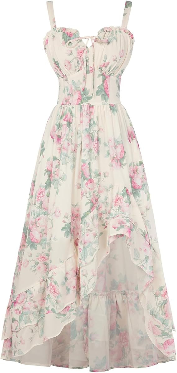 Scarlet Darkness Summer Dresses for Women 2026 Floral Corset Wedding Guest Dress Ruffle Maxi Dres... | Amazon (US)