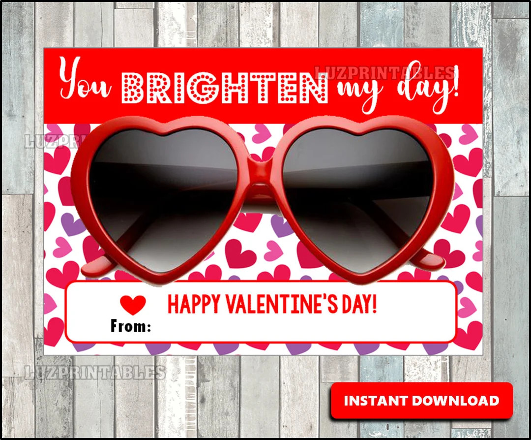 Printable Sunglasses Valentine Cards Brighten Happy - Etsy | Etsy (US)