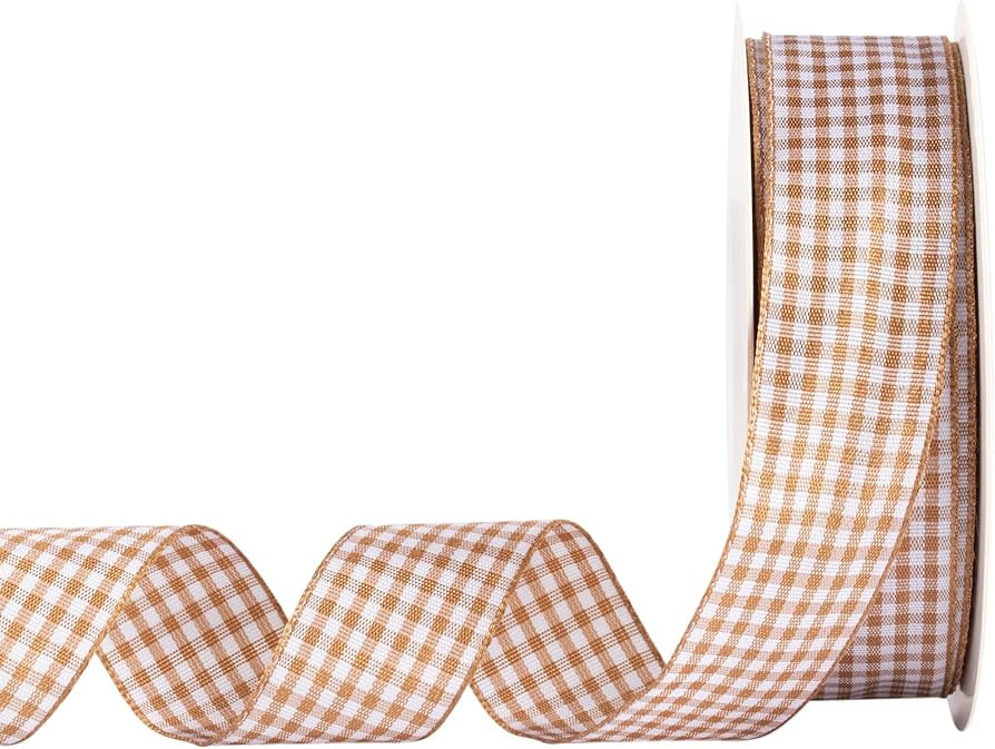 AVANAVA Gingham Ribbon 1 Inch Plaid Ribbon Polyester Check Woven Ribbon for Crafts, Gifting and W... | Amazon (US)