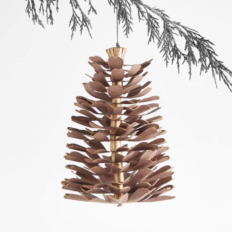 Large Paper Pinecone Christmas Tree Ornament | Crate and Barrel | Crate & Barrel