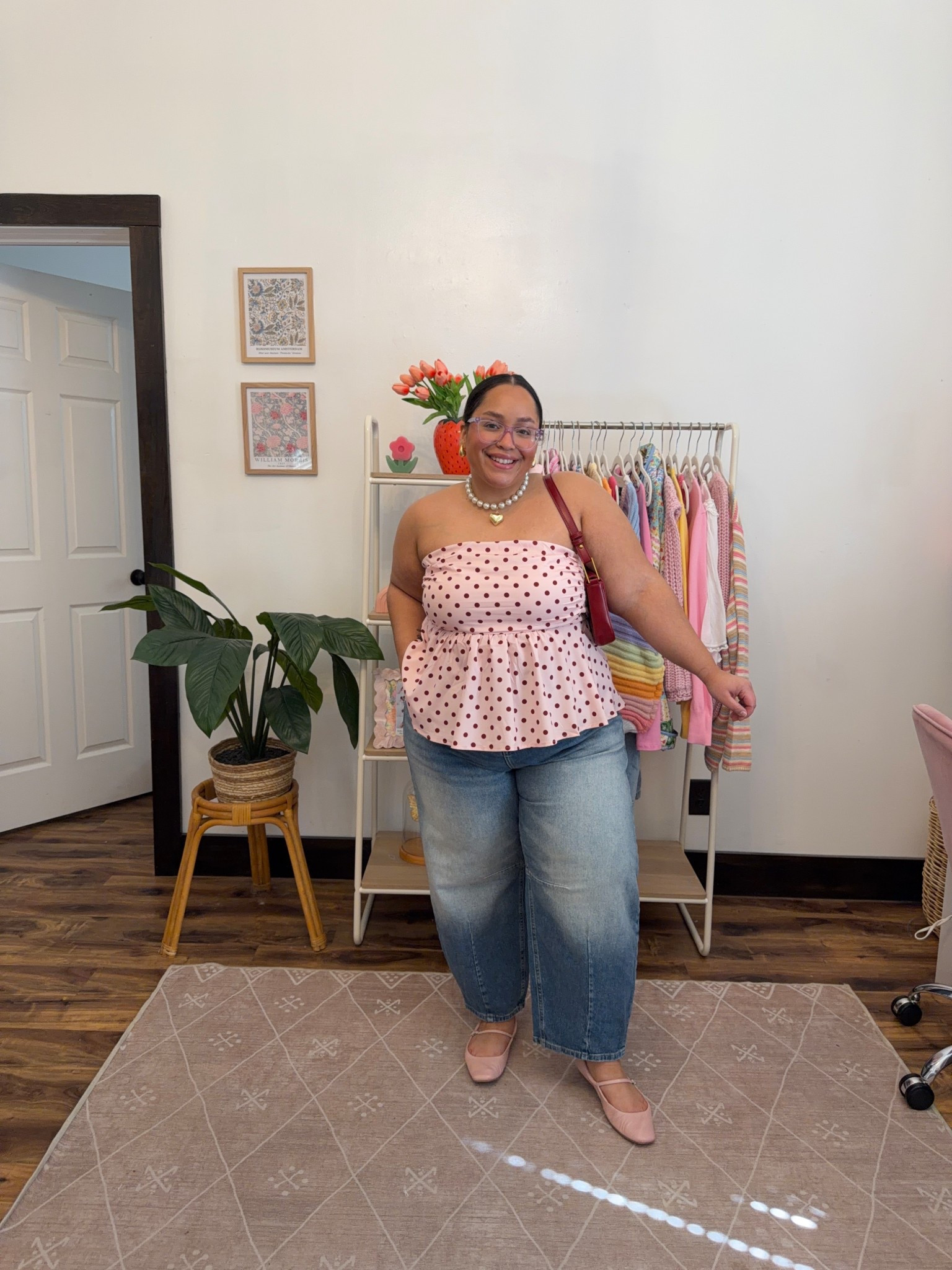 Spring outfit inspo - fun polka dot top with plus size barrel jeans 

#LTKPlusSize #LTKPetite #LTKSaleAlert