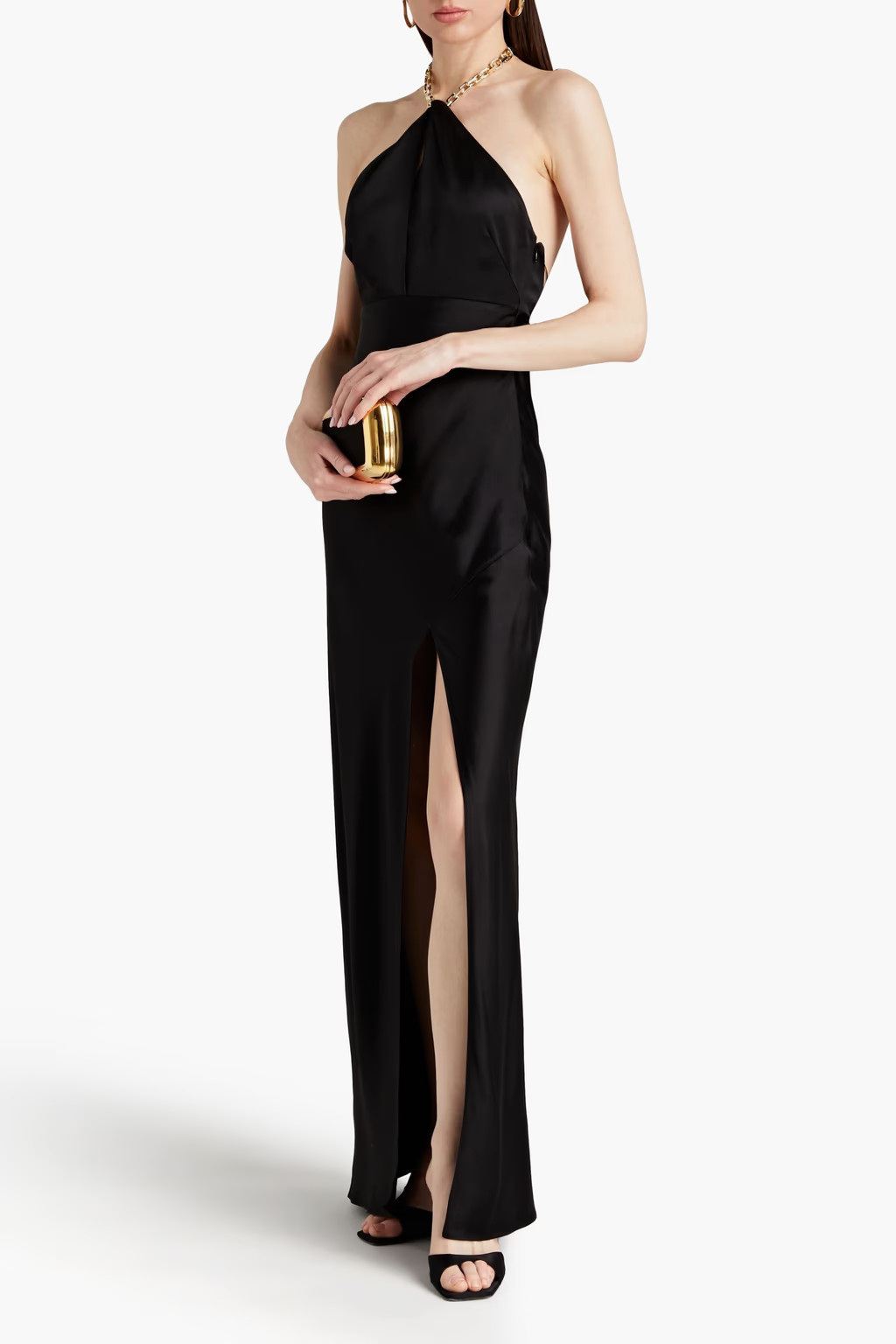 Ambra chain-embellished satin halterneck gown | The Outnet (UK and Europe)