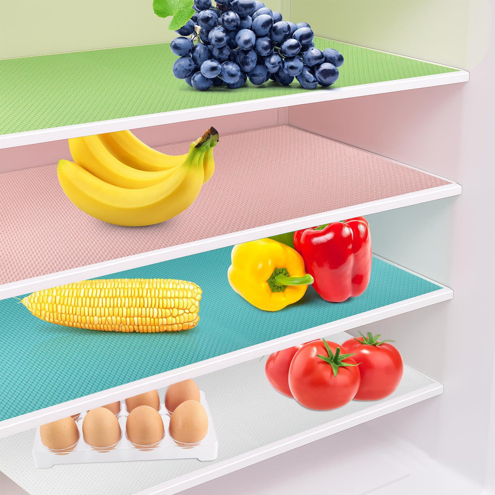 BEVTEE 8 Pack Refrigerator Liners, Washable Fridge Shelf Mats, Non-Slip Glass Shelf Paper for Kitchen Cabinet Drawer Cupboard Closet | Amazon (US)