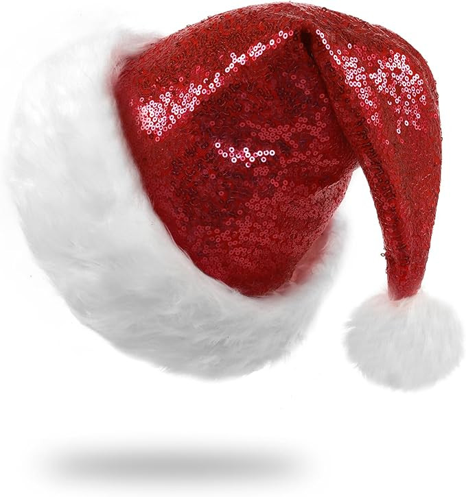 Santa Hats, Santa Hat for Adults, Unisex Sequin Christmas Hats for New Year Festive Party Christm... | Amazon (US)