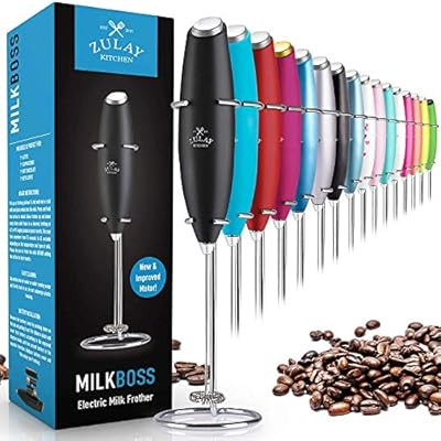 Zulay Original Milk Frother Handheld Foam Maker for Lattes - Whisk Drink Mixer for Bulletproof Co... | Amazon (US)