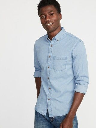 Slim-Fit Built-In Flex Chambray Everyday Shirt for Men | Old Navy (US)
