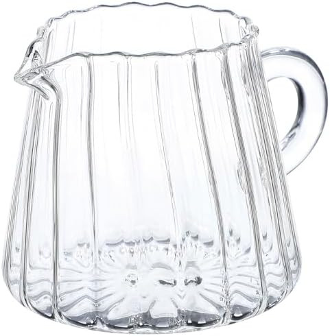 Glass Pitcher Elegant Shaped Glass Creamer Pitcher Tea Coffee Milk Creamer Creative Milk Frothing... | Amazon (US)