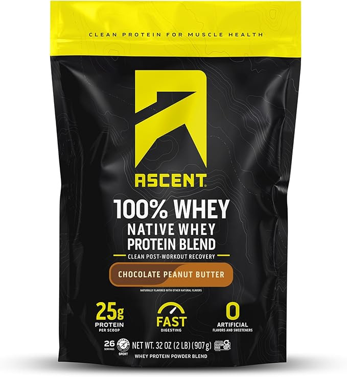 Ascent 100% Whey Protein Powder - Post Workout Whey Protein Isolate, Zero Artificial Flavors & Sw... | Amazon (US)