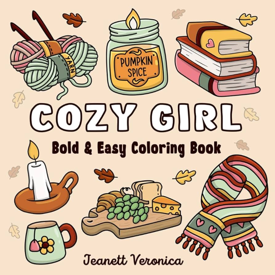 Cozy Girl Coloring Book: Bold and Easy Hygge Inspired Designs for Adults and Teens. Simple, Cute ... | Amazon (US)